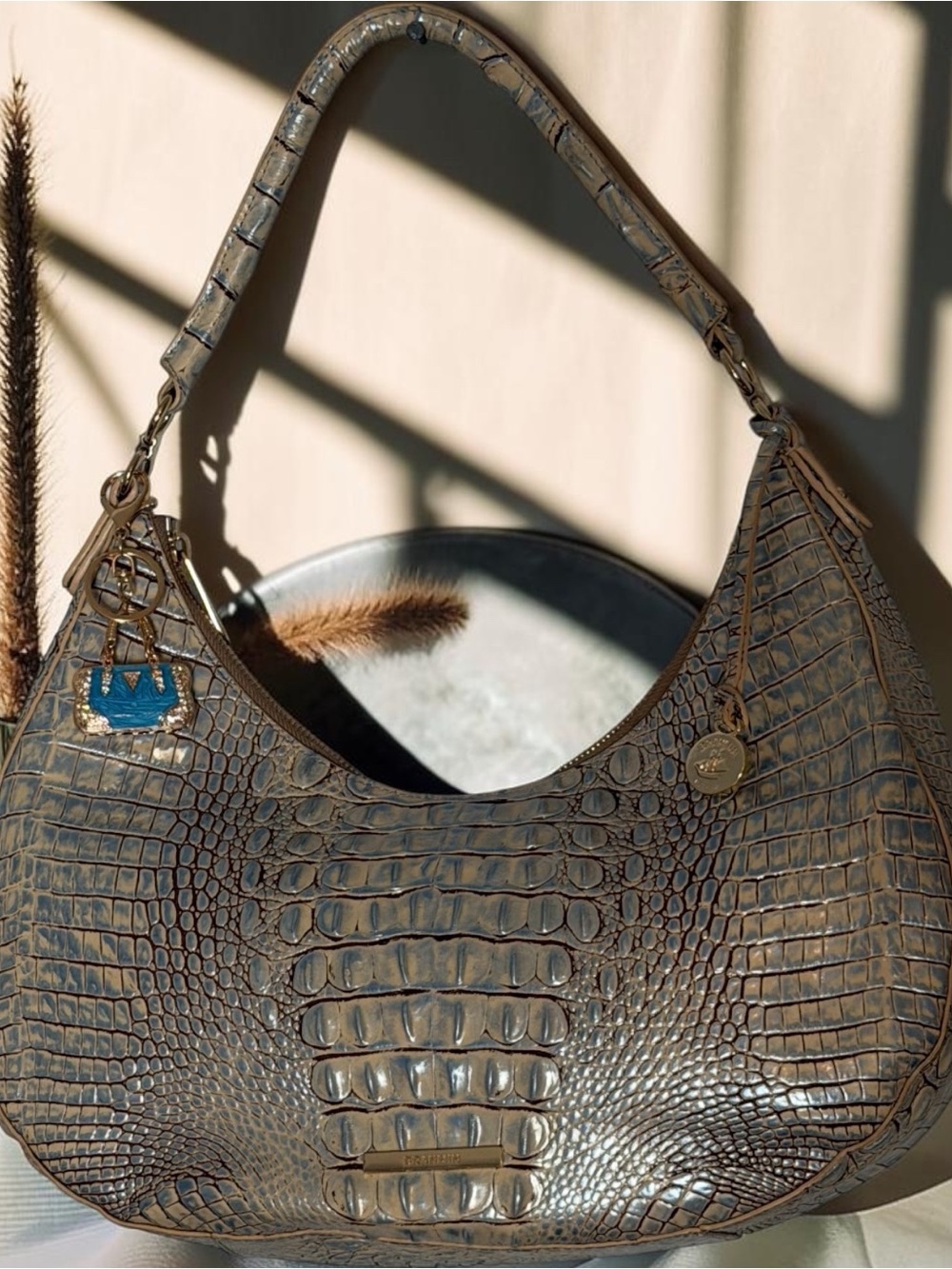 Brahmin Croc-Embossed Tan leather shoulder bag. It’s simply gorgeous.